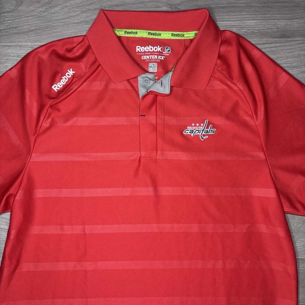 Reebok Washington Capitals Polo Shirt Men’s Medium Red Center Ice Collection NHL